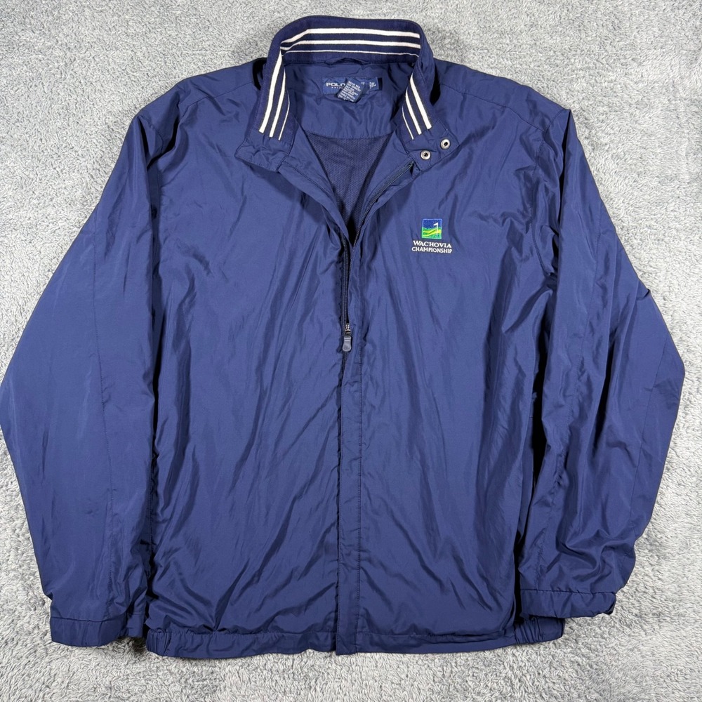 VTG Polo Golf Ralph Lauren Windbreaker Jacket Men Large Navy Wachovia Championsh